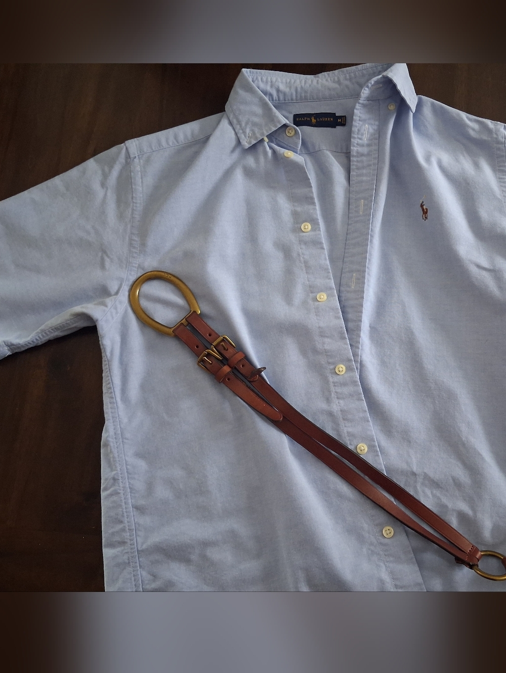 Ralph Lauren Blue Oxford Shirt & Leather Belt